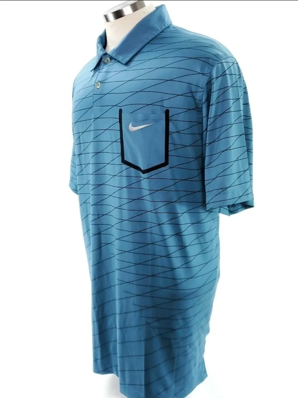 Nike Polo Shirt Golf Mens XL Dri Fit Teal Short Sleeve Pocket